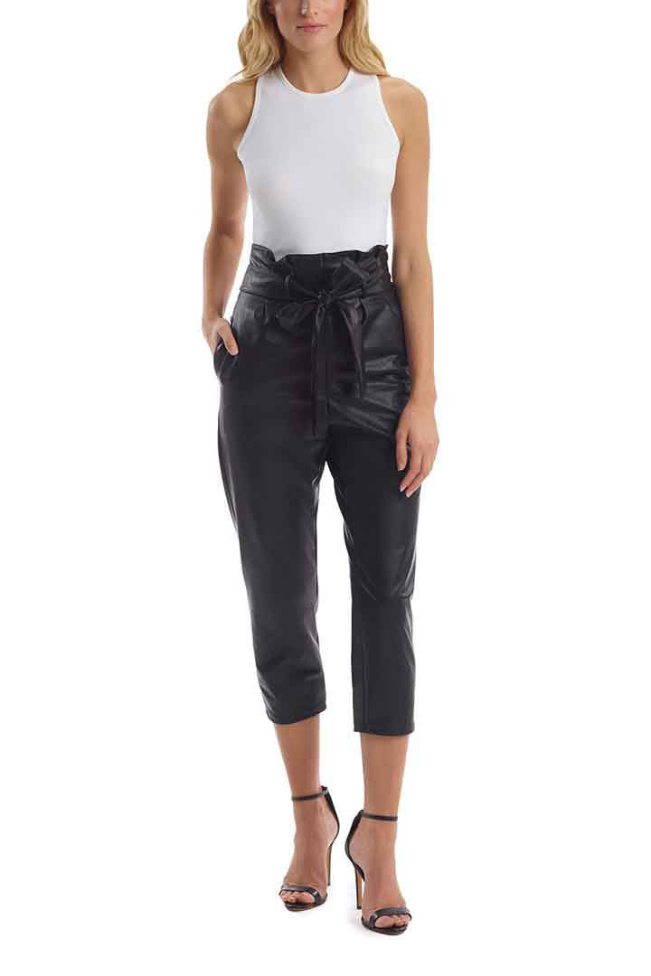 Picture of Faux Leather Paper Bag Pant - Black