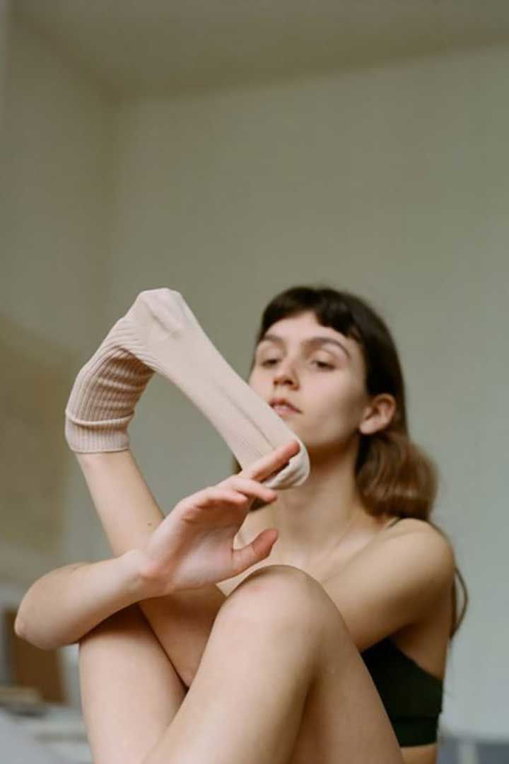 Picture of Ribbed Cotton Socks OS Nude