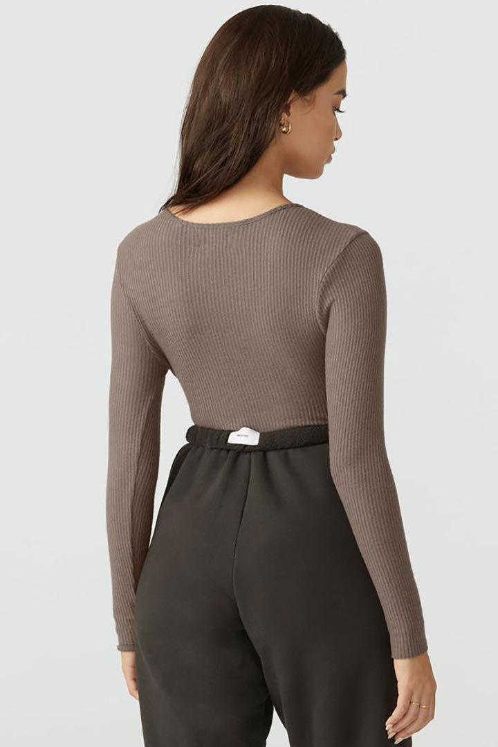 Picture of Fitted Button Down-Espresso Rib Sweater Knit
