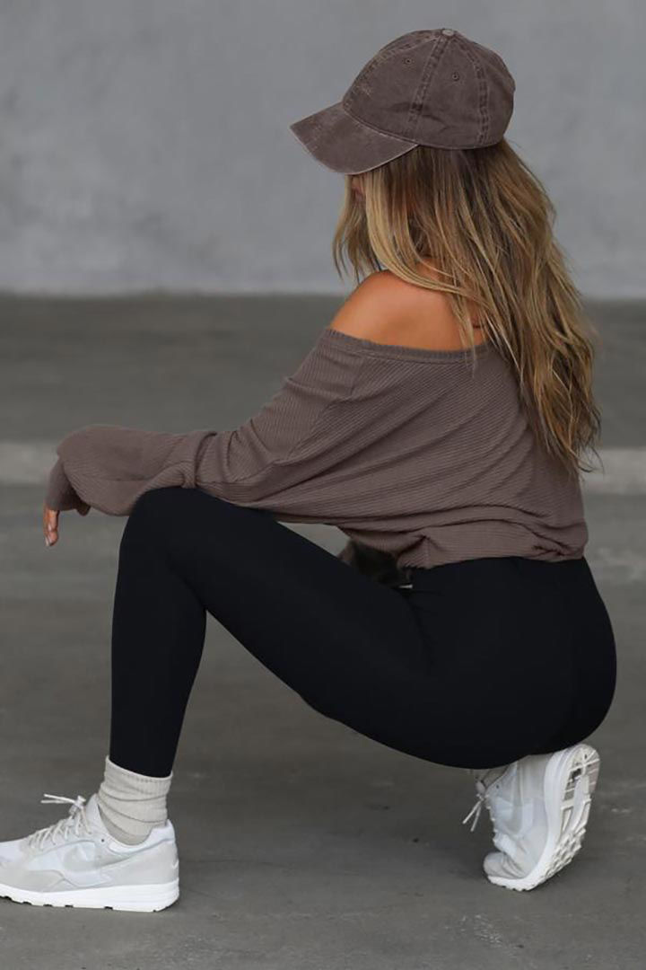 Picture of Slouchy Dolman Long Sleeve-Espresso Rib Sweater Knit