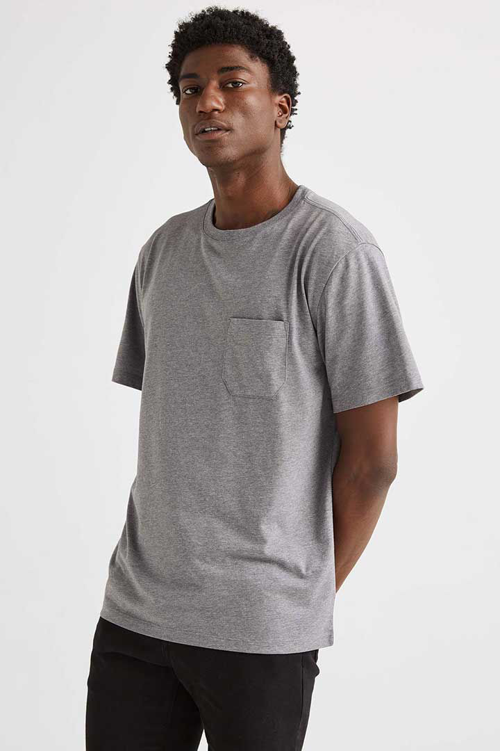 Picture of Pocket Tee-Heather Grey