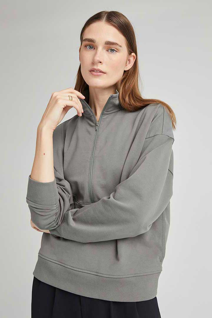 Picture of Terry Half Zip Pullover-Gunmetal