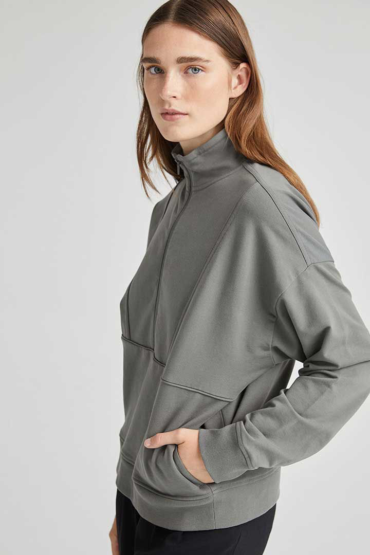 Picture of Terry Half Zip Pullover-Gunmetal