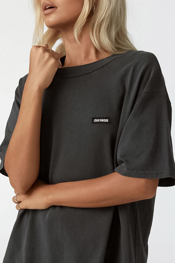 Picture of Oversized Crew Tee-Washed Black Cotton