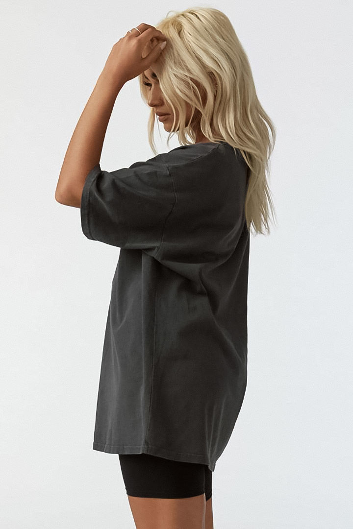 Picture of Oversized Crew Tee-Washed Black Cotton
