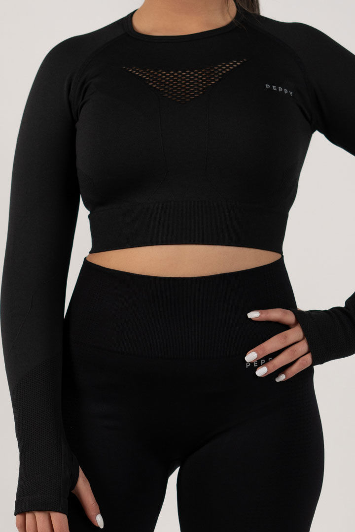 Picture of Peppy 02 Seamless Long Sleeve Crop-Black