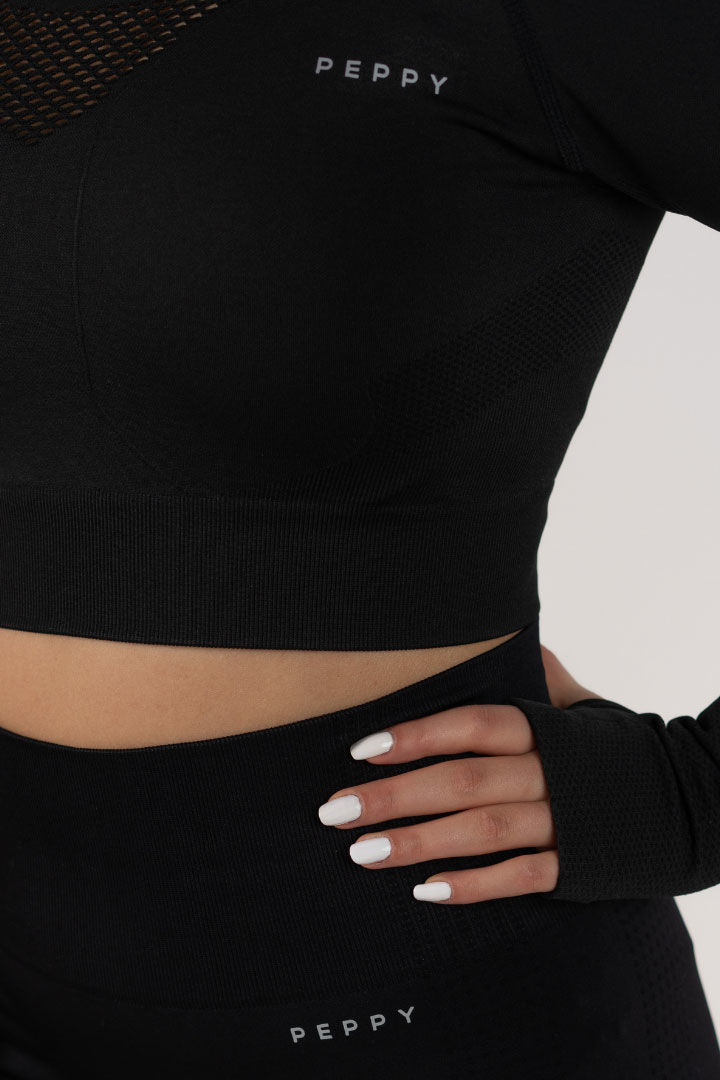 Picture of Peppy 02 Seamless Long Sleeve Crop-Black