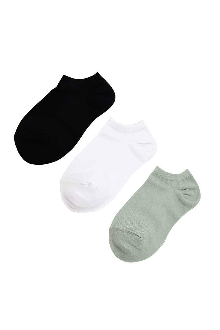 Picture of Women Cotton Anti-Odor No Show Socks 1x3 Pair-BLACK/WHITE/GREEN