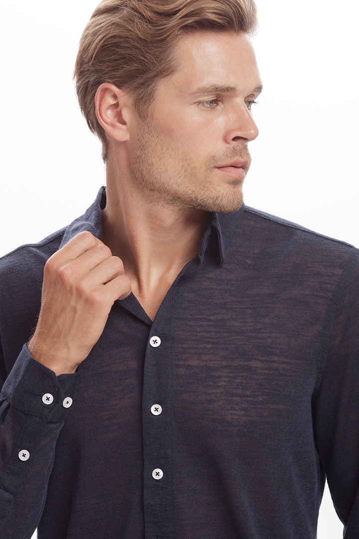 Picture of Linen Shirt-Navy Blue