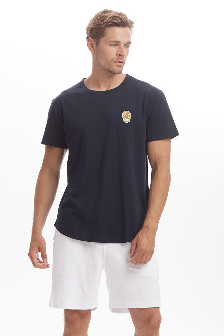Picture of Skull Cotton T-Shirt-Navy Blue