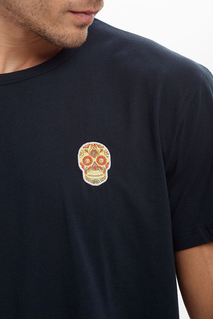 Picture of Skull Cotton T-Shirt-Navy Blue