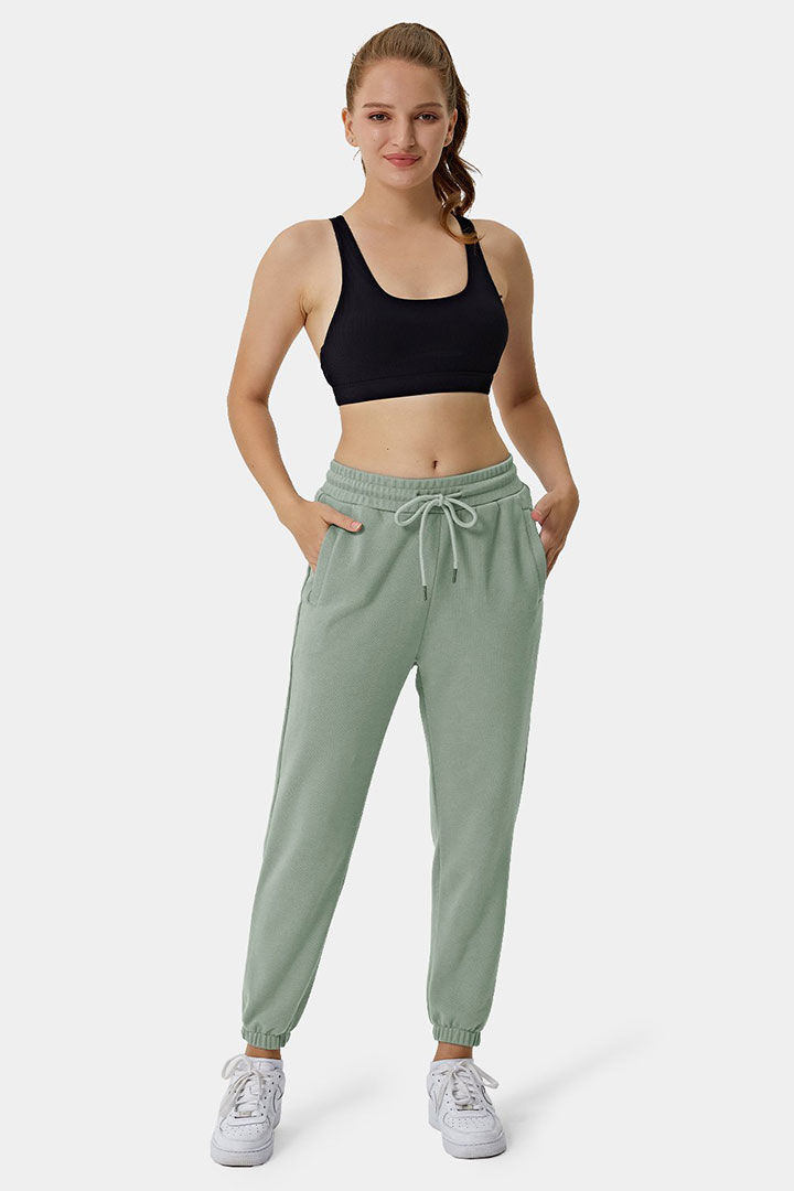 Picture of High Rise Drawstring Pocket Joggers Sweatpants - Seafoam