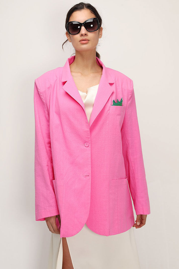 Picture of Brianna Oversized Handkerchief Blazer-Pink