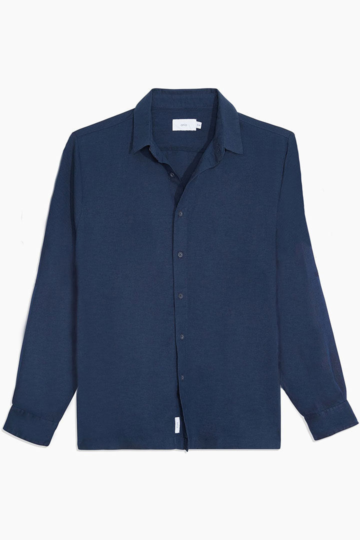 Picture of Stretch Linen Long Sleeve Shirt -Deep Navy