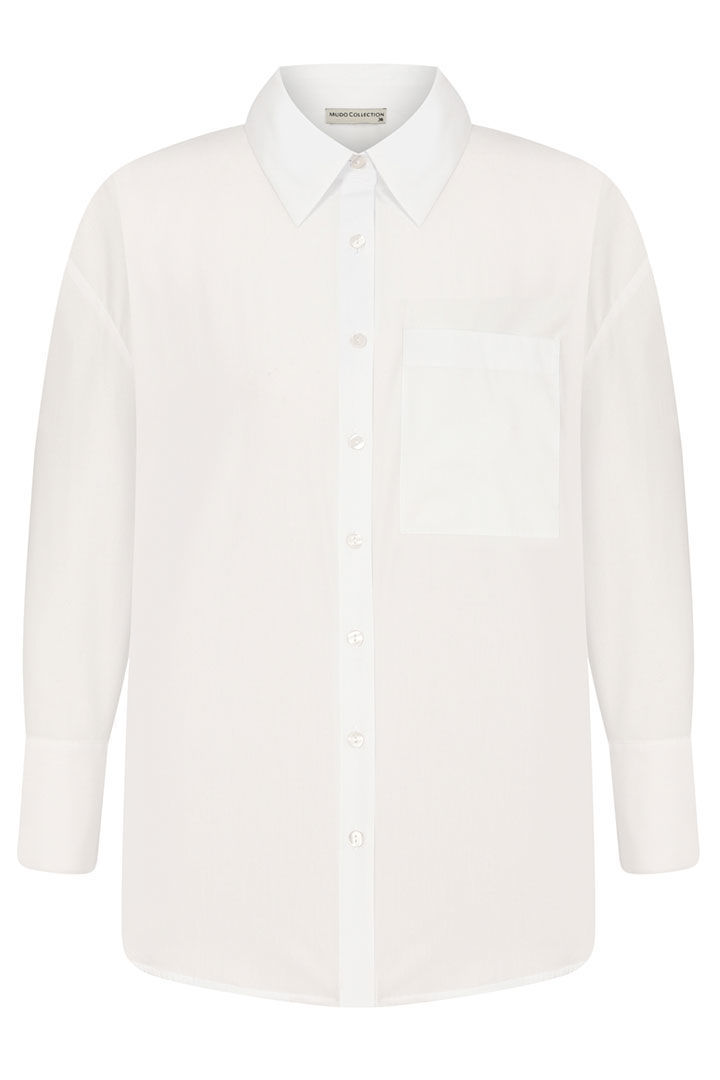 Picture of Buttoned Linen Blouse-White