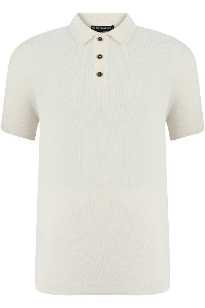 Picture of Collar Cotton Tshirt-Ecru