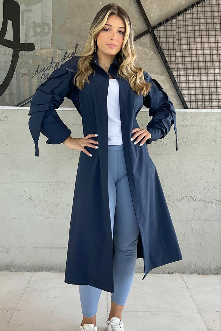 Picture of Cargo Trench Coat-Navy