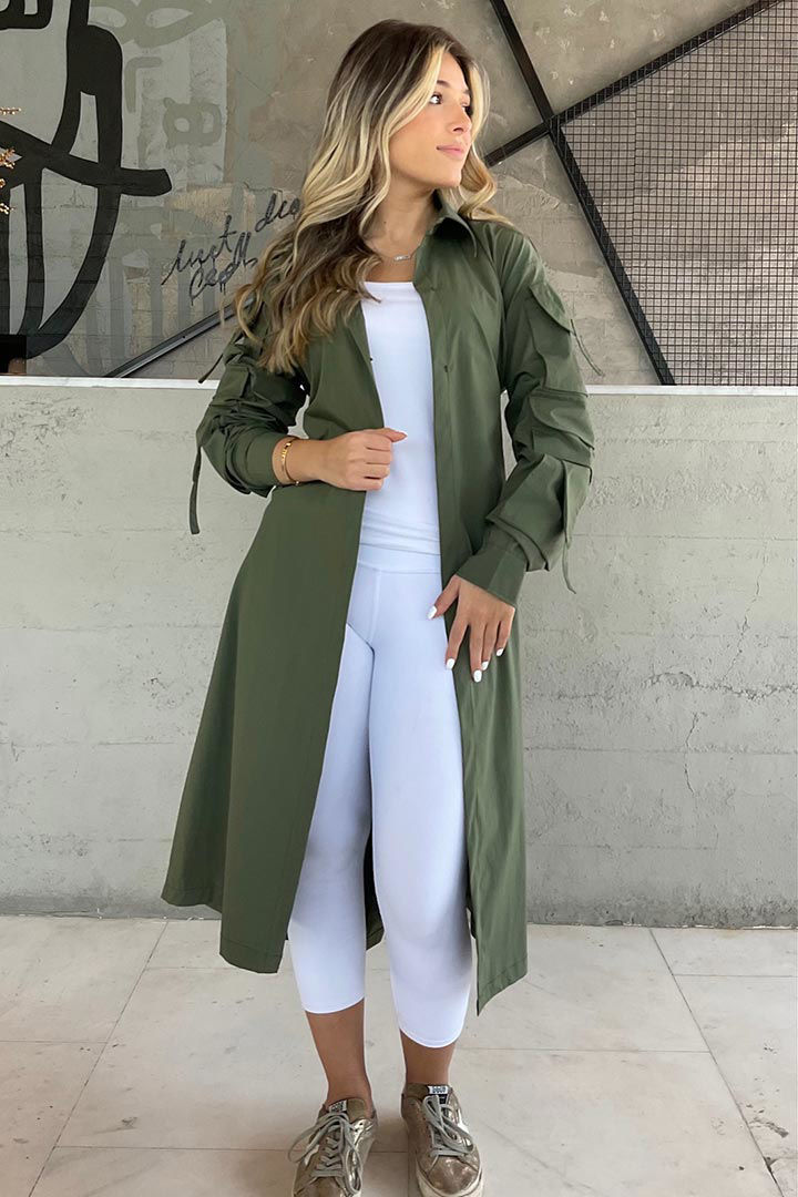 Picture of Cargo Trench Coat-Olive