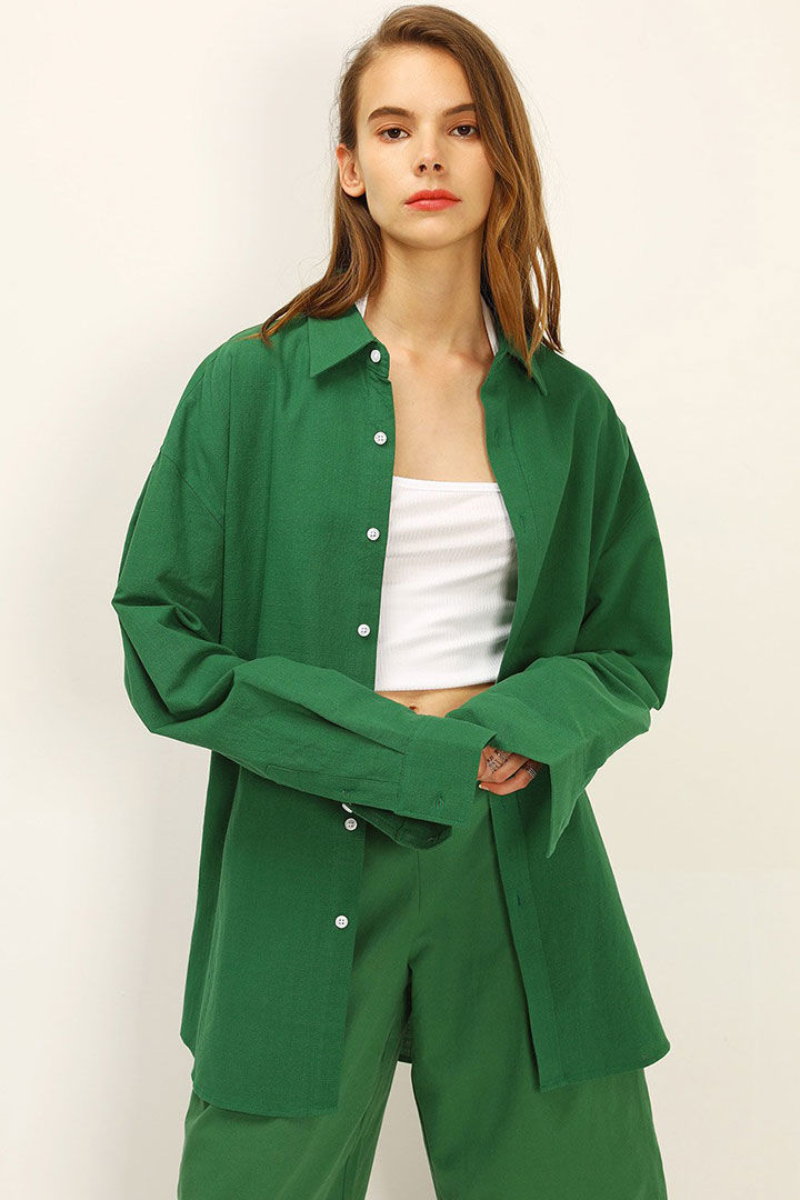 Picture of Sadie Boyfriend Shirt-Green