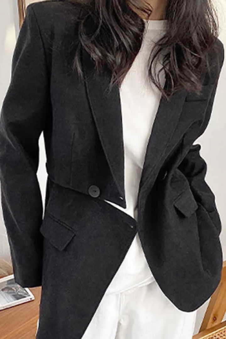 Picture of Cozy Black Wool Blazer-Black