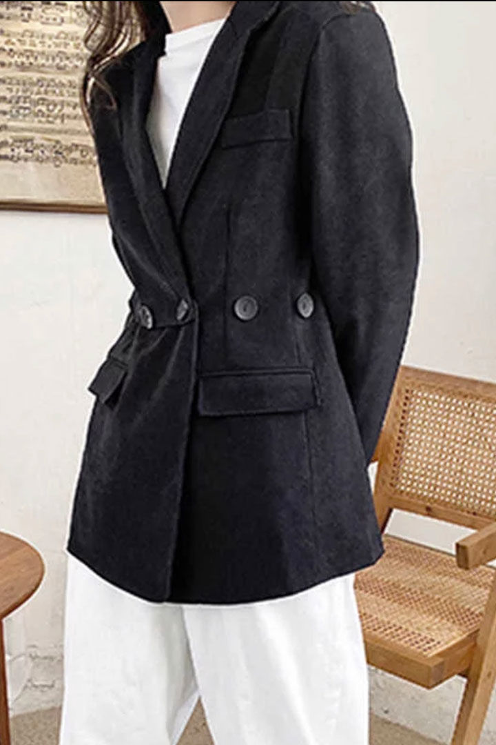 Picture of Cozy Black Wool Blazer-Black