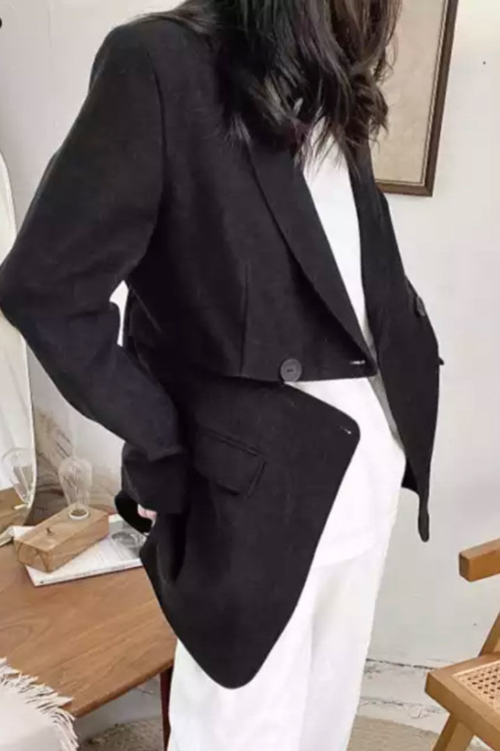 Picture of Cozy Black Wool Blazer-Black