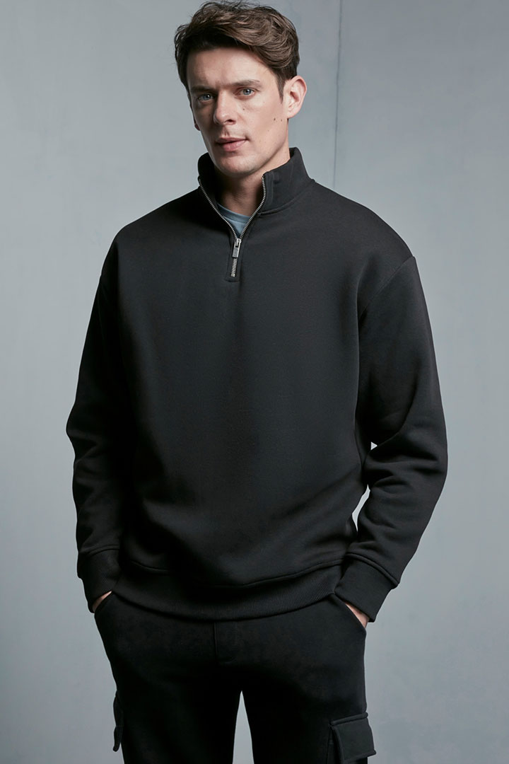 Picture of Half Zip Collar Sweatshirt-Black
