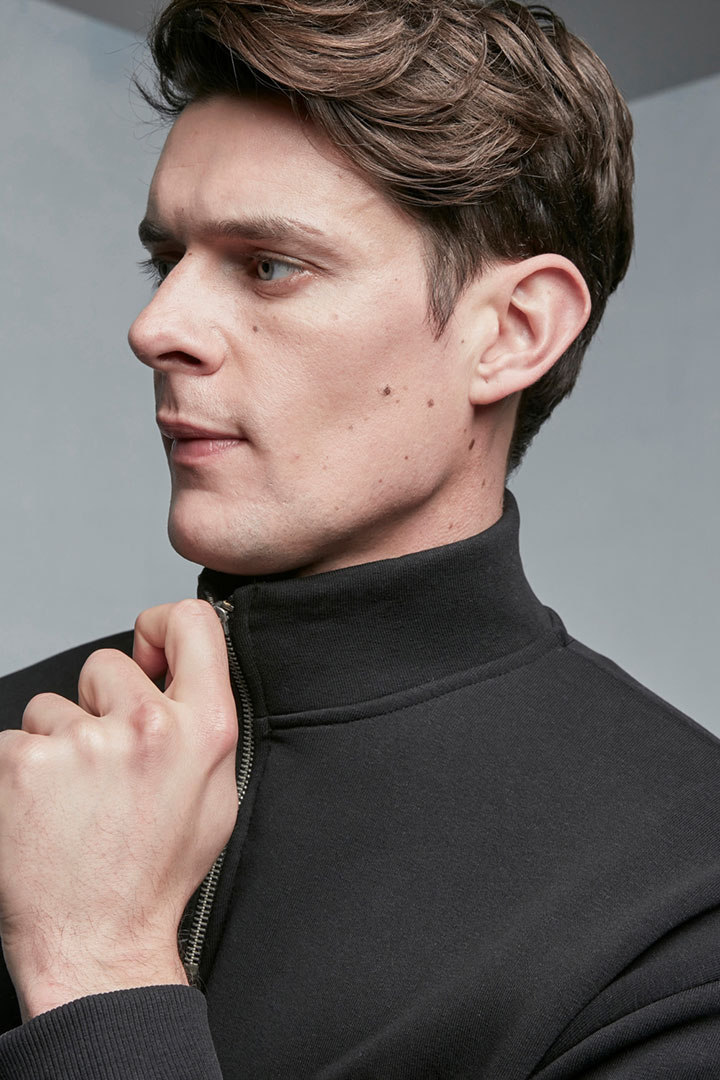 Picture of Half Zip Collar Sweatshirt-Black