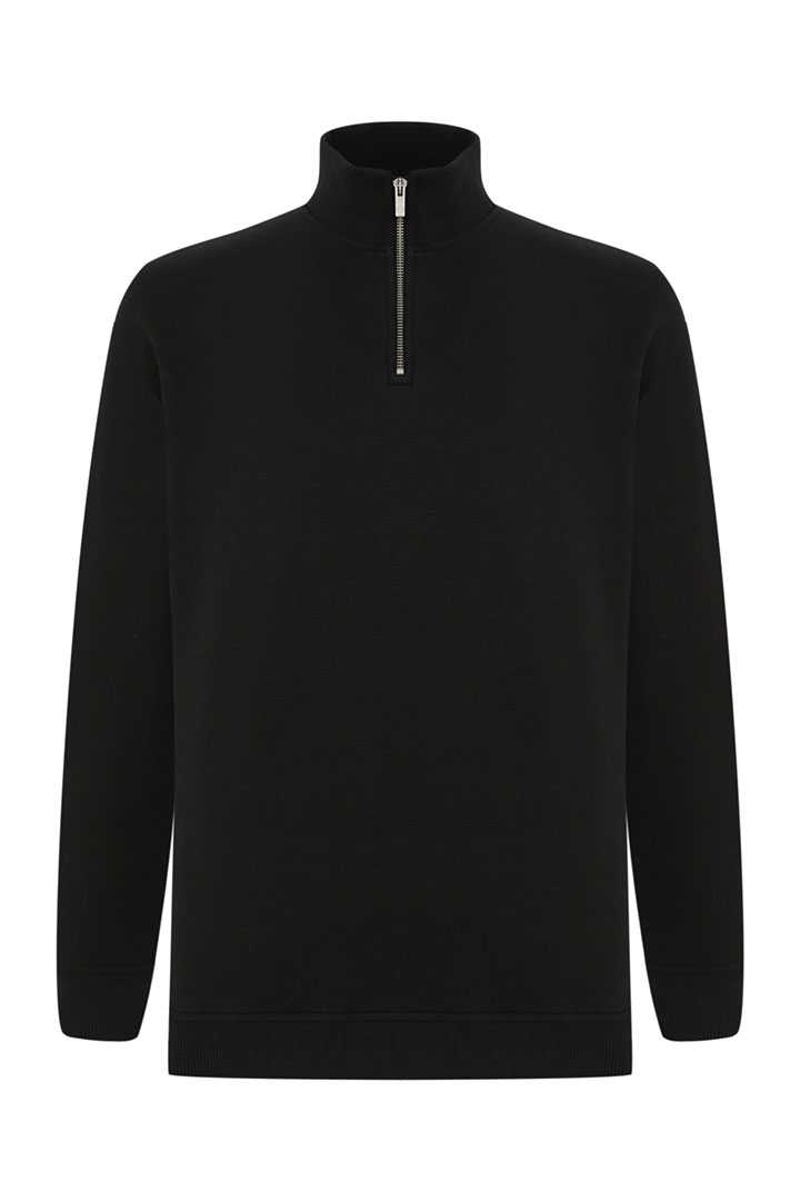 Picture of Half Zip Collar Sweatshirt-Black