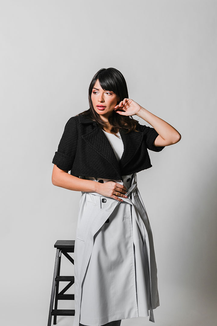 Picture of Black & White Trench Coat Long Sleeve