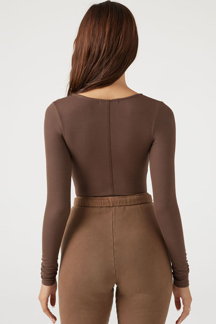Picture of Classic Scoop Long Sleeve-Brown Rib