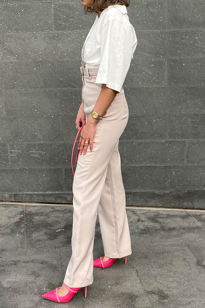 Picture of High-Waisted Trouser-Beige