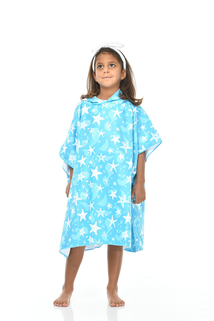 Picture of Kids Beach Towel Stars Light Blue-Large