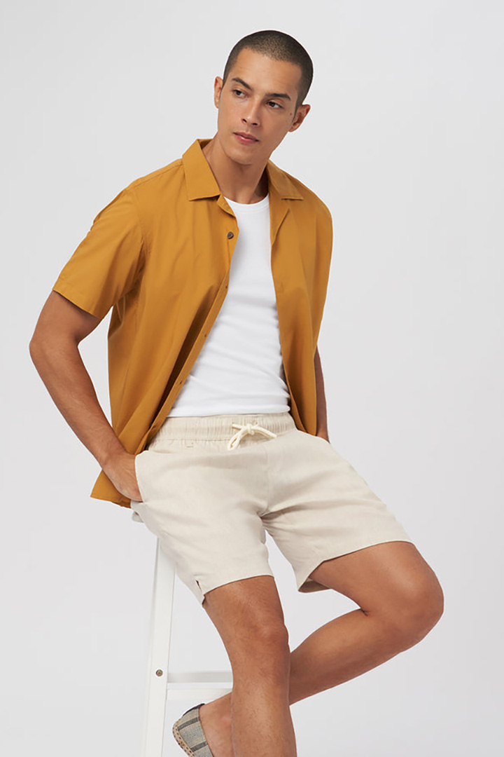 Picture of Linen Easy Shorts-Sandy Beige