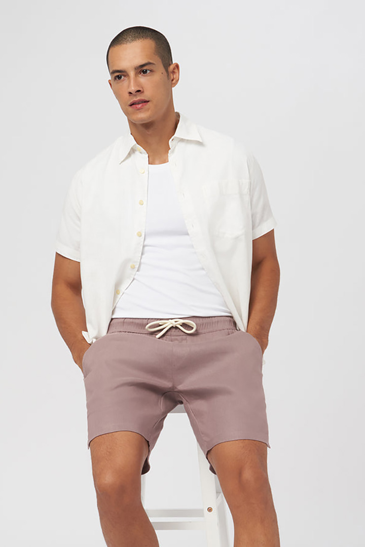 Picture of Linen Easy Shorts-Mauve Pink