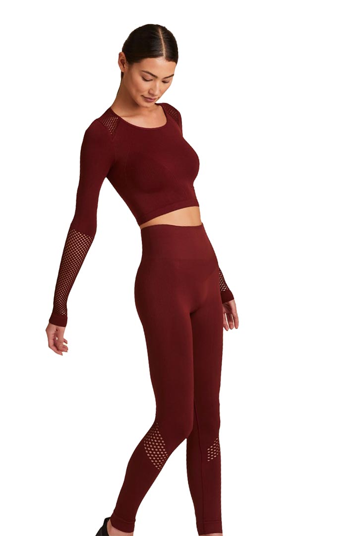 Picture of Seamless Longsleeve Crop Tee - Maroon