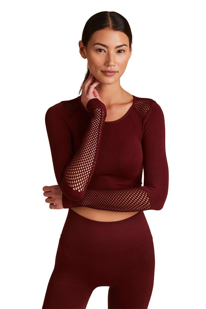 Picture of Seamles Longsleeve Crop Tee - Maroon