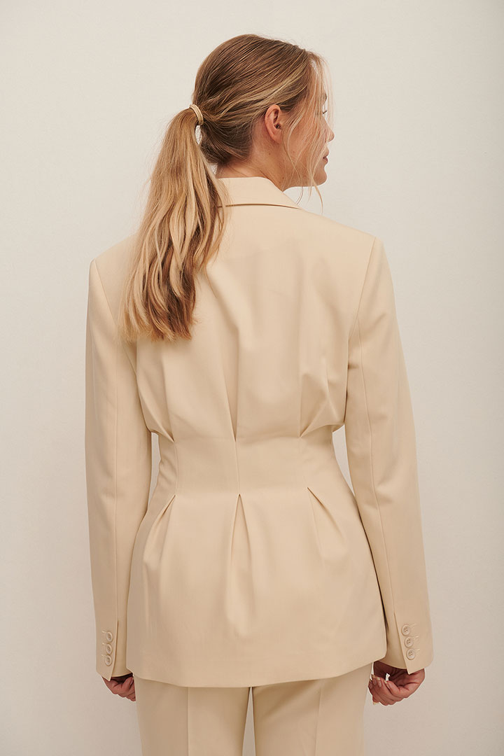 Picture of Gathered Waist Blazer-Beige