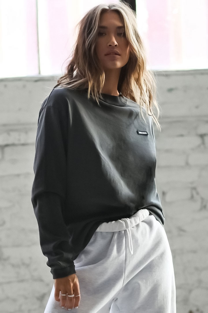 Picture of Classic Oversized Long Sleeve-Washed Black Cotton