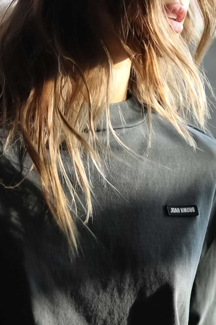 Picture of Classic Oversized Long Sleeve-Washed Black Cotton