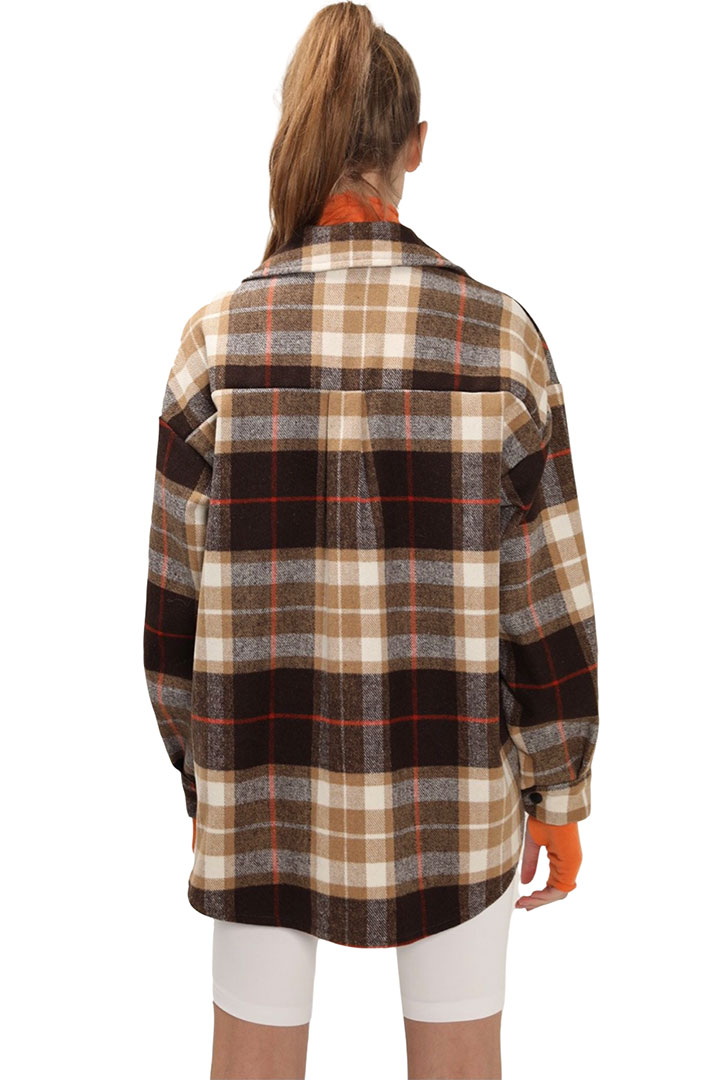 Picture of Allyson Over Sized Plaid Shirt - Brown