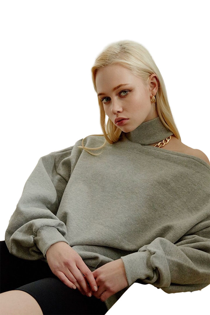 Picture of Arden Choker Sweat Top-Gray