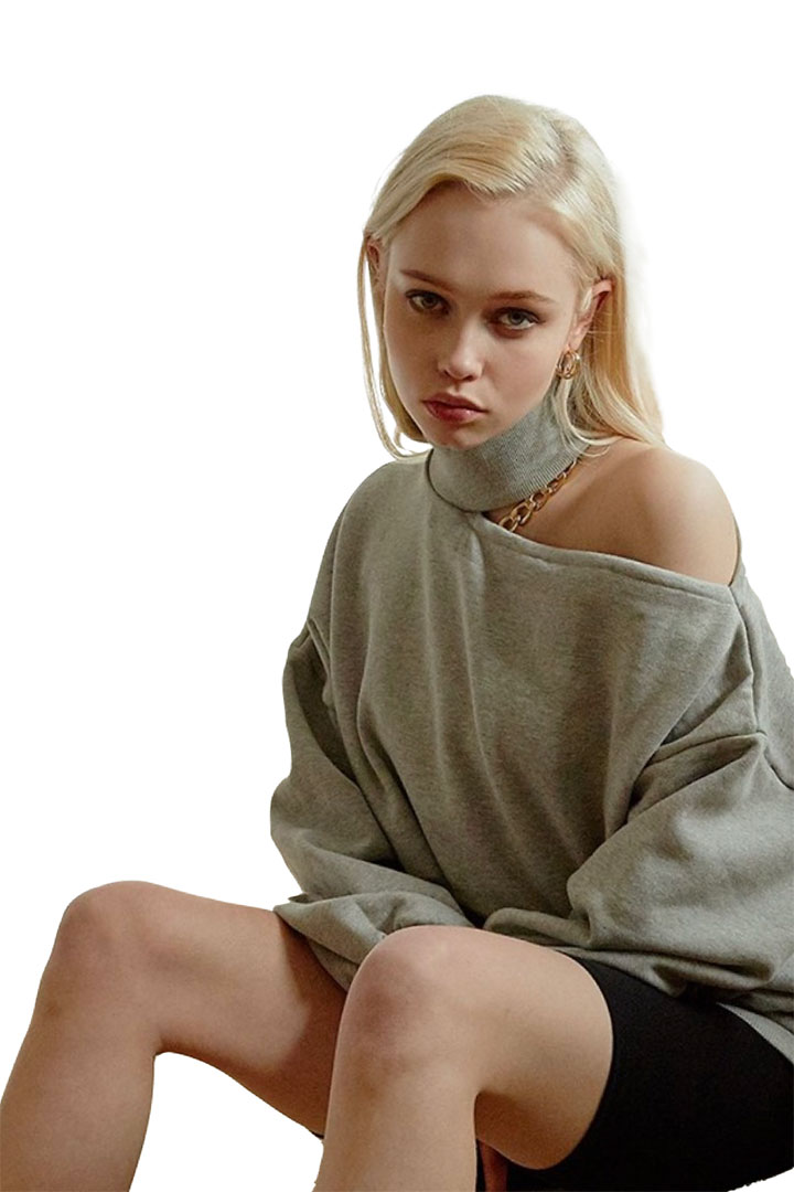 Picture of Arden Choker Sweat Top-Gray