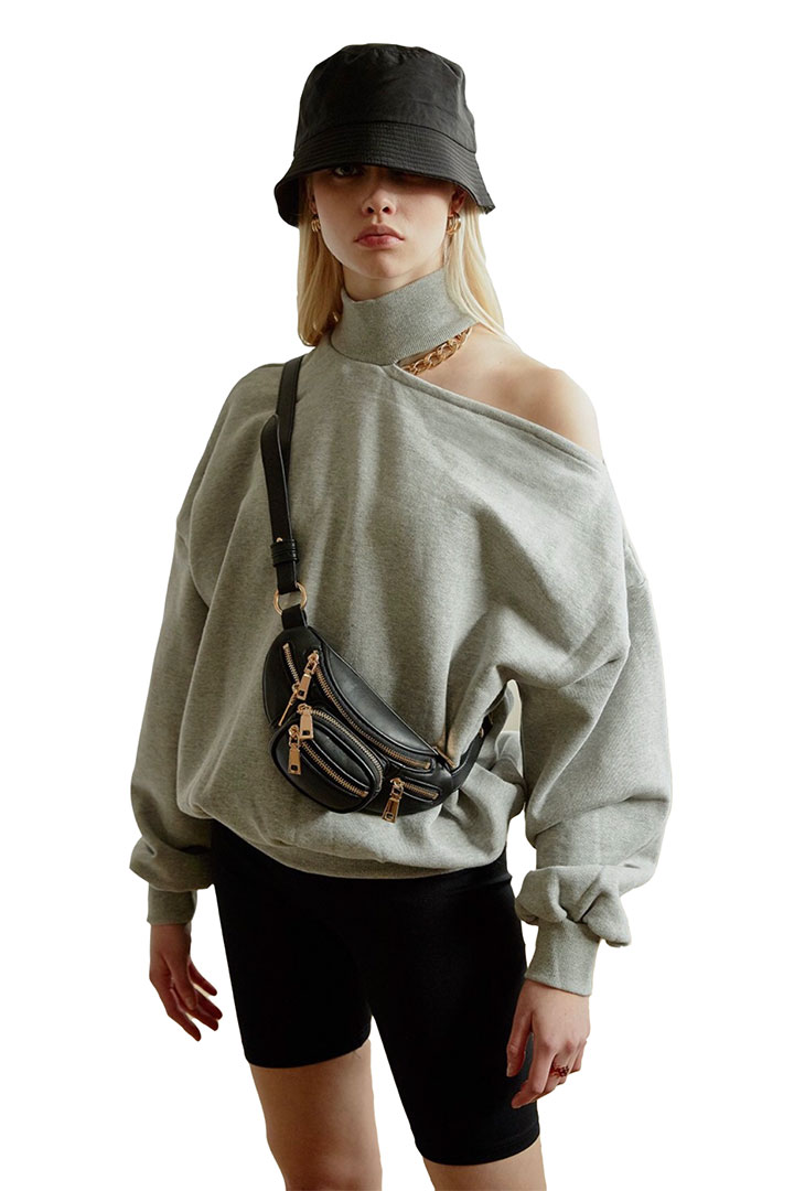 Picture of Arden Choker Sweat Top-Gray