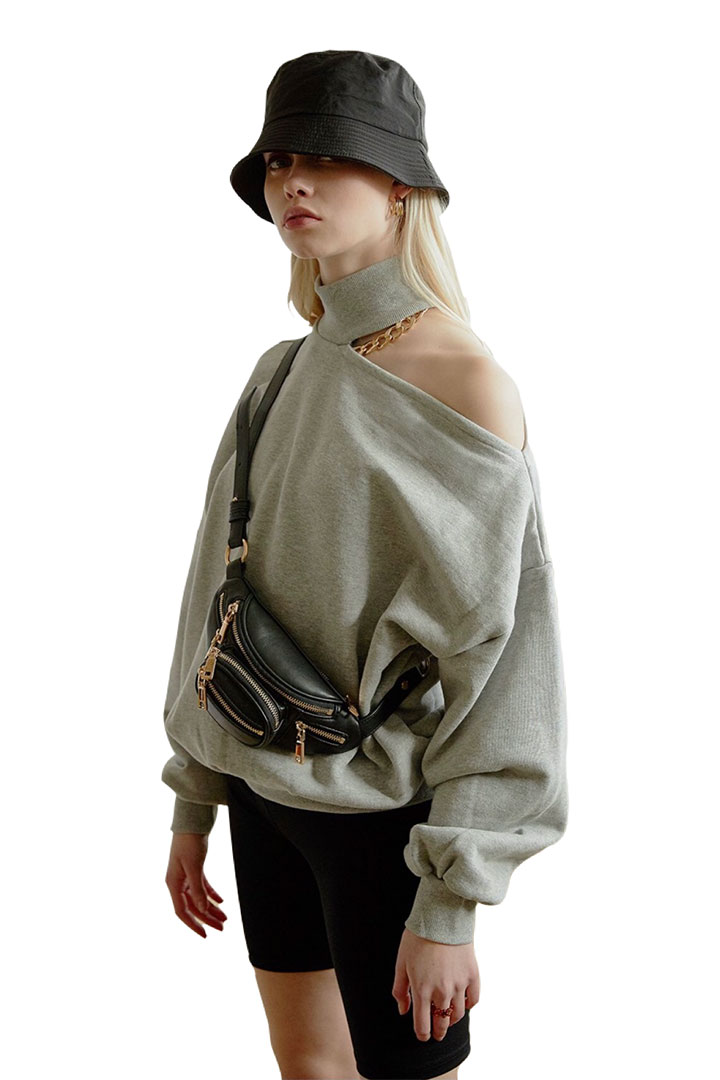 Picture of Arden Choker Sweat Top-Gray