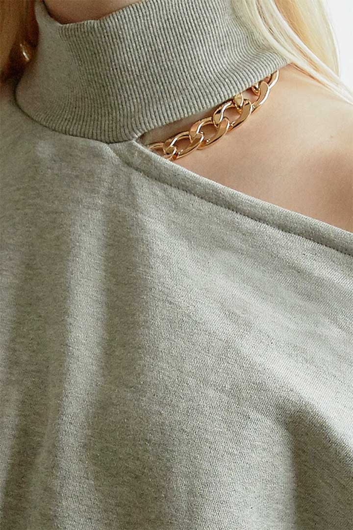 Picture of Arden Choker Sweat Top-Gray