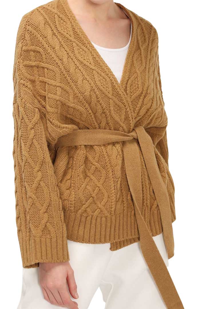 Picture of Autumn Cable Knit Cardigan-Brown