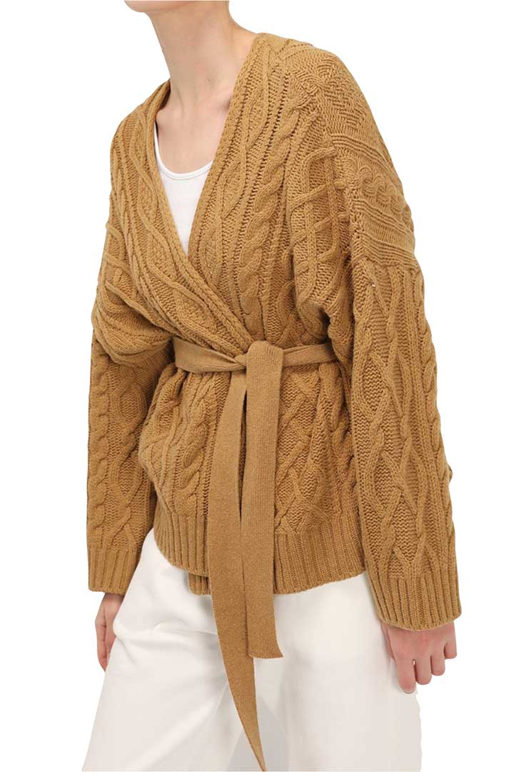 Picture of Autumn Cable Knit Cardigan-Brown