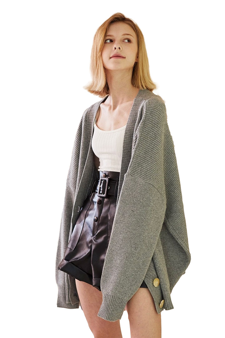 Picture of Charlotte Boxy Sweater Cardigan - Gray