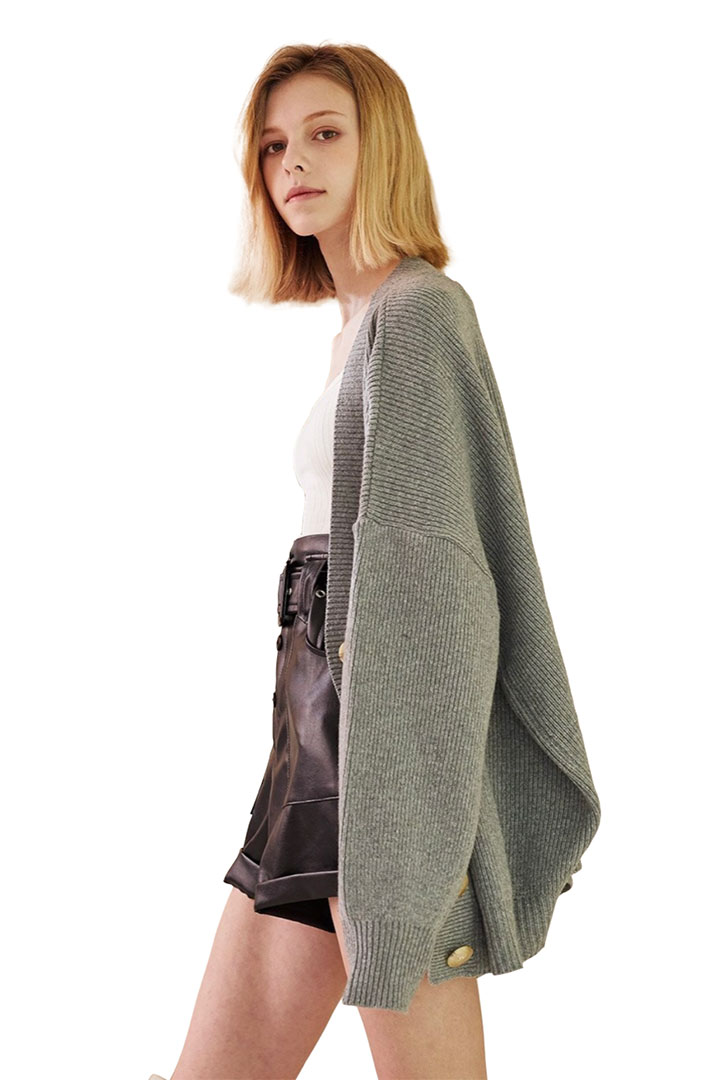 Picture of Charlotte Boxy Sweater Cardigan - Gray